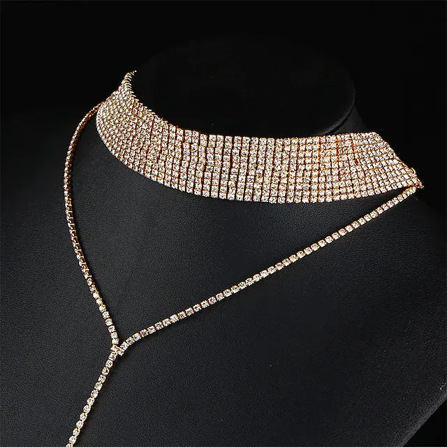 2-Piece: Women's Synthetic Diamond Y Necklace