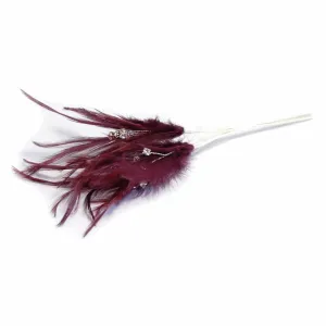 Aubergine Diamante Feathers (Pack of 6)