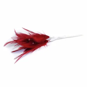 Claret Diamante Feathers (Pack of 6)