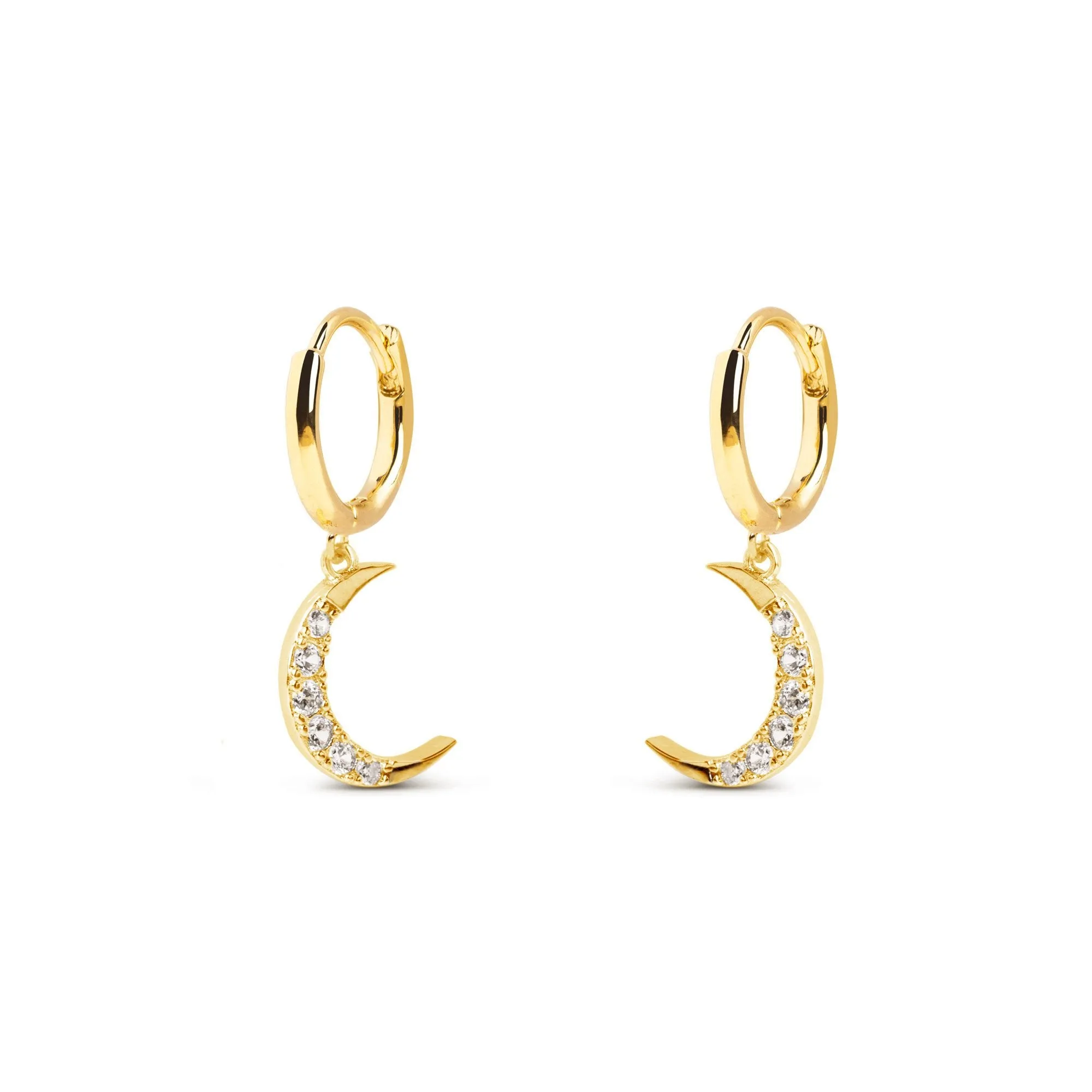 Crescent Moon Spark Gold Earrings