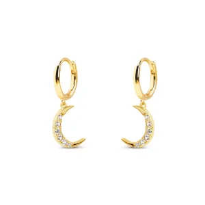 Crescent Moon Spark Gold Earrings