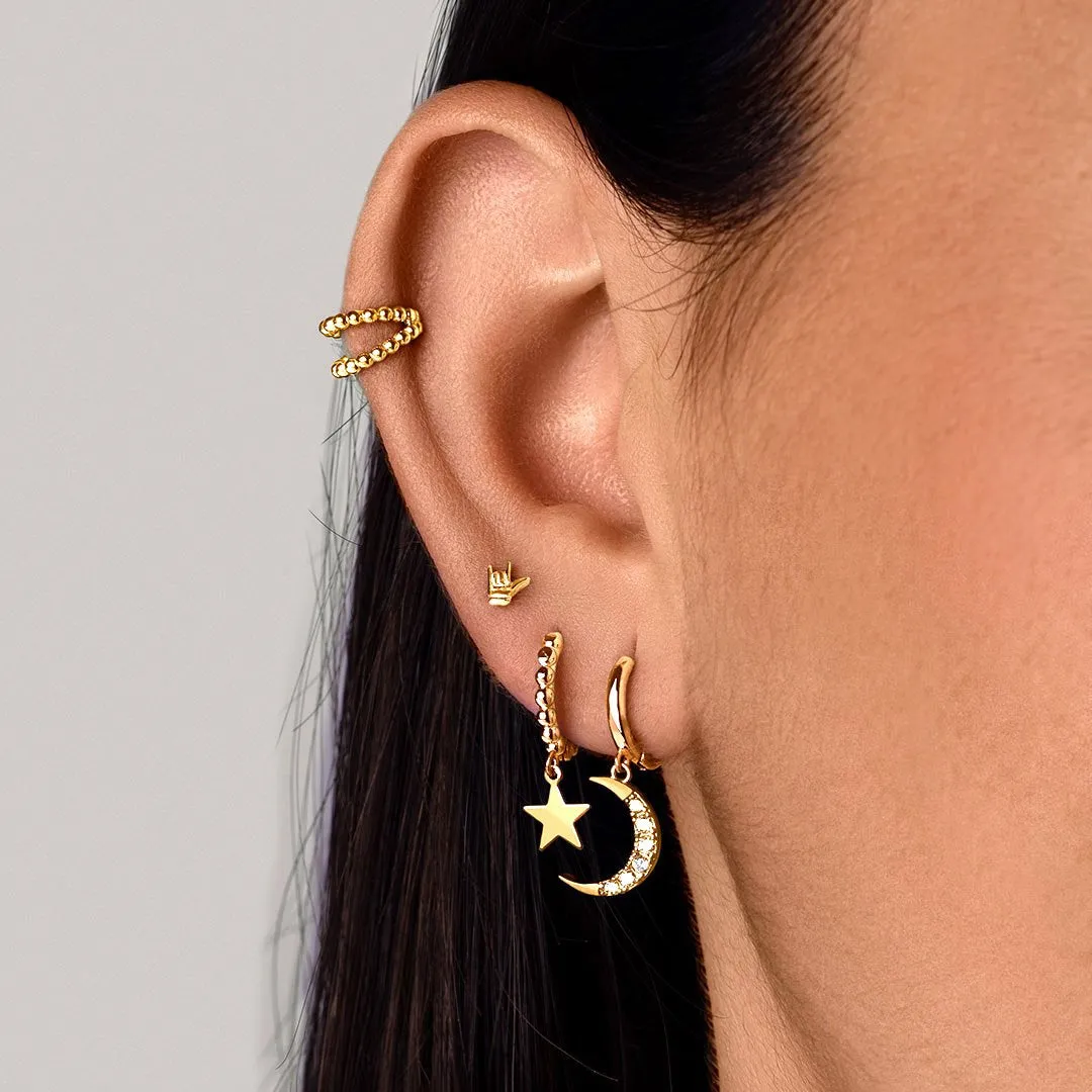 Crescent Moon Spark Gold Earrings