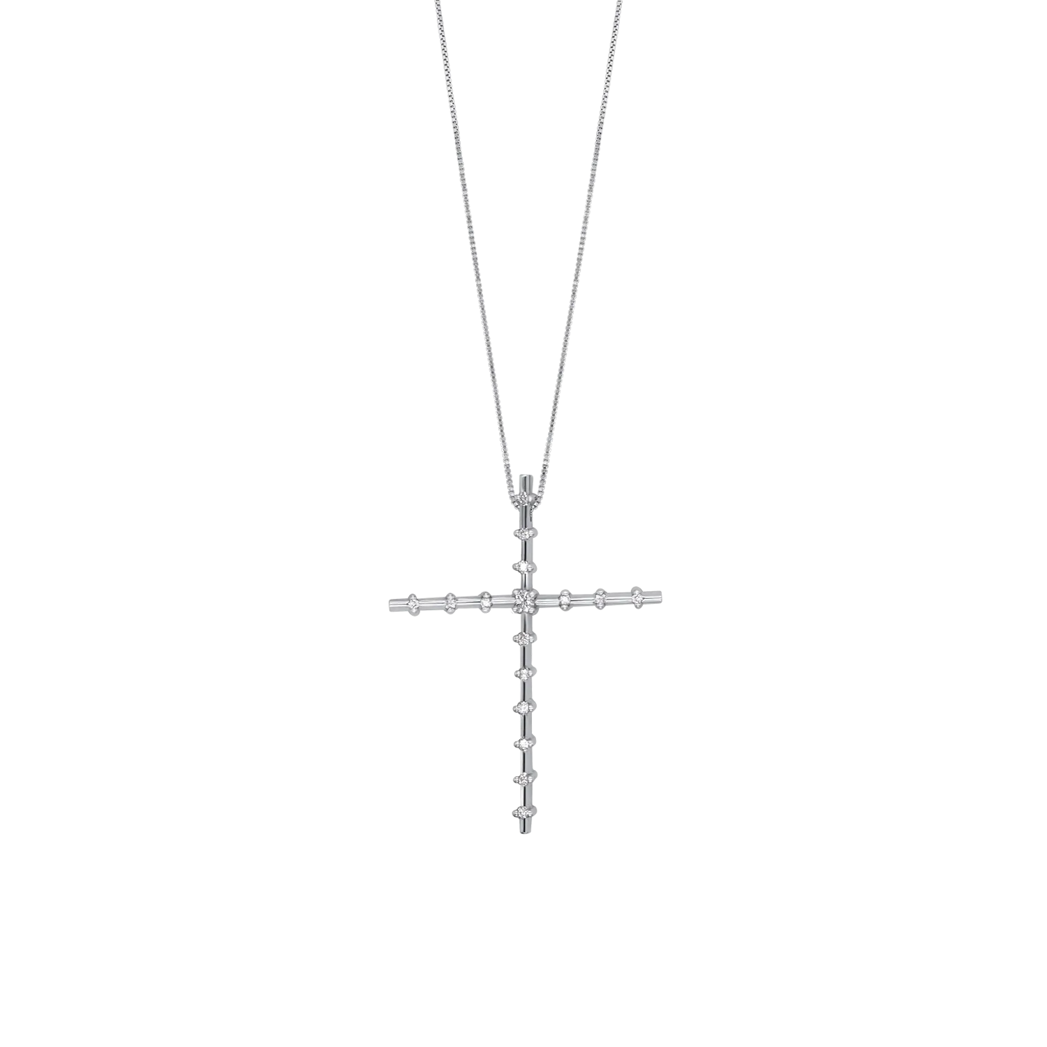 CROSS DIAMOND NECKLACE - WHITE GOLD