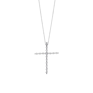 CROSS DIAMOND NECKLACE - WHITE GOLD