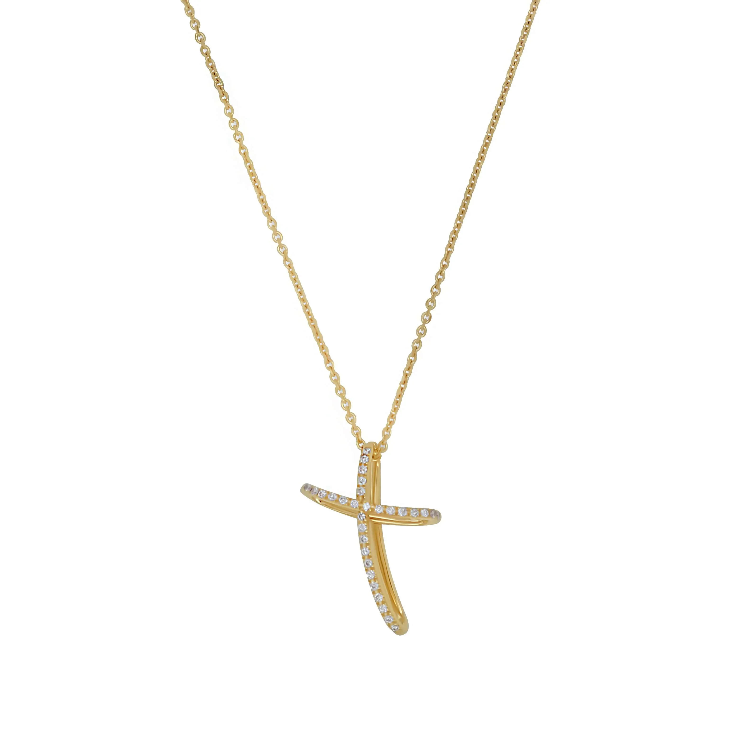 CROSS NECKLACE - DIAMONDS AND GOLD