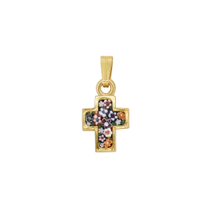 CROSS PENDANT - MICROMOSAIC JEWELRY - GOLDEN SILVER