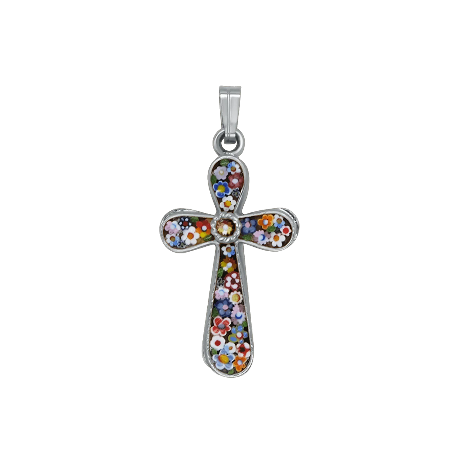 CROSS PENDANT - MICROMOSAIC JEWELRY - SILVER