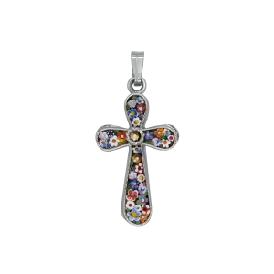 CROSS PENDANT - MICROMOSAIC JEWELRY - SILVER