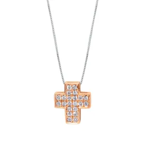 CROSS WITH DIAMOND - NECKLACE - ROSE GOLD