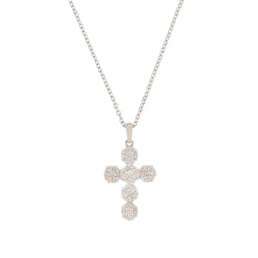 CROSS WITH DIAMOND - NECKLACE - WHITE GOLD