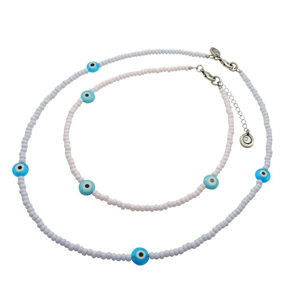 Evil Eye Charm Glass Bead Choker