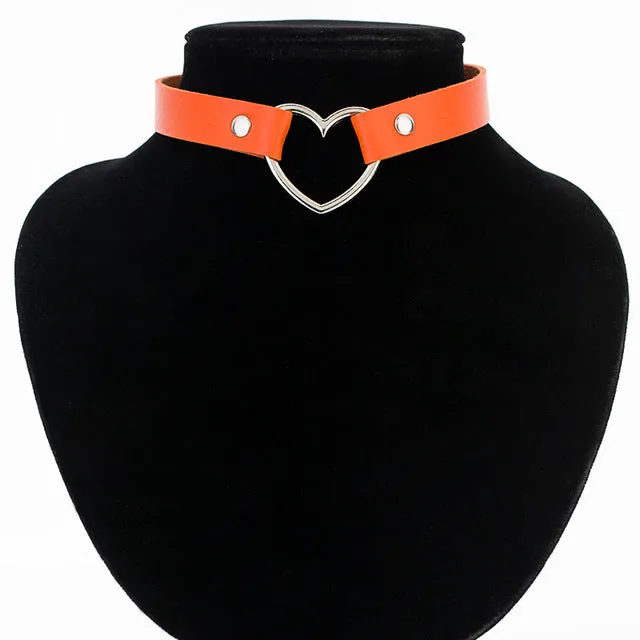 Fashion Punk Gothic Leather Choker Necklace Women Heart Studded Chocker Torques Necklace Jewelry Gifts Collares Mujer 2017 Kolye