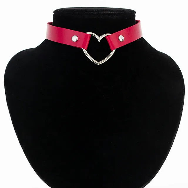 Fashion Punk Gothic Leather Choker Necklace Women Heart Studded Chocker Torques Necklace Jewelry Gifts Collares Mujer 2017 Kolye