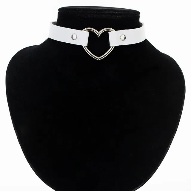 Fashion Punk Gothic Leather Choker Necklace Women Heart Studded Chocker Torques Necklace Jewelry Gifts Collares Mujer 2017 Kolye