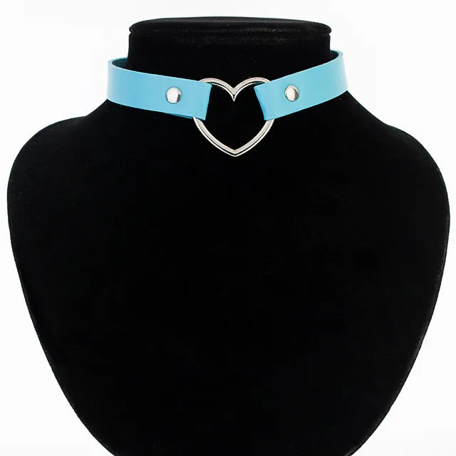 Fashion Punk Gothic Leather Choker Necklace Women Heart Studded Chocker Torques Necklace Jewelry Gifts Collares Mujer 2017 Kolye