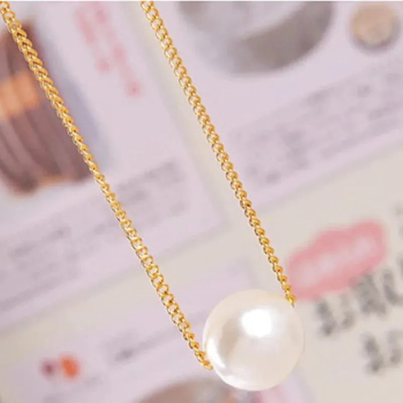 For New Ball Chain Pearl Women Simulated Minimalist Pendant Cheap Collares Cute Clavicle Fashion Necklace