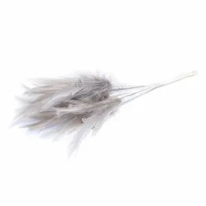 Grey Diamante Feathers (Pack of 6)