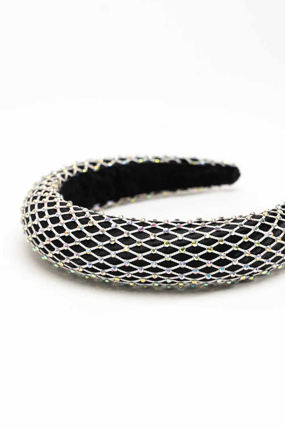 Mesh Rhinestone Headband in Black and white