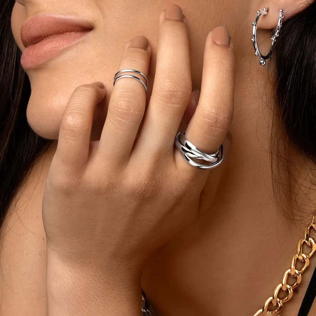 Midi Double Silver Ring