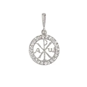 PEACE CROSS - WHITE SWAROVSKI PENDANT - SILVER