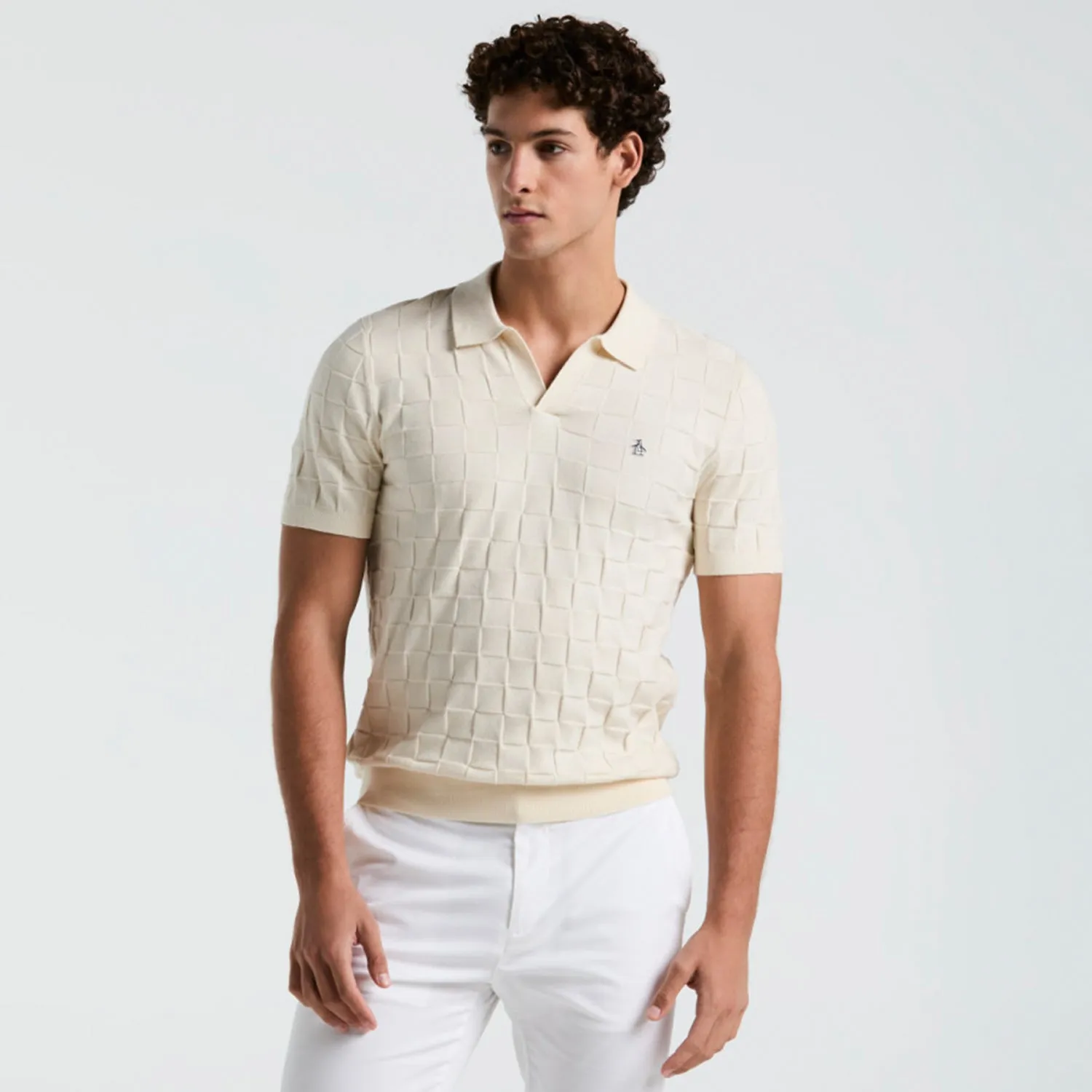 Polo De Algodón Con Jacquard Johnny Collar