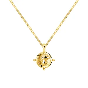 Roman Mini Medallion Gold Necklace