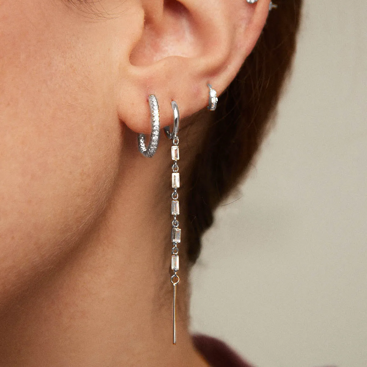 Sia Stick Silver Earrings