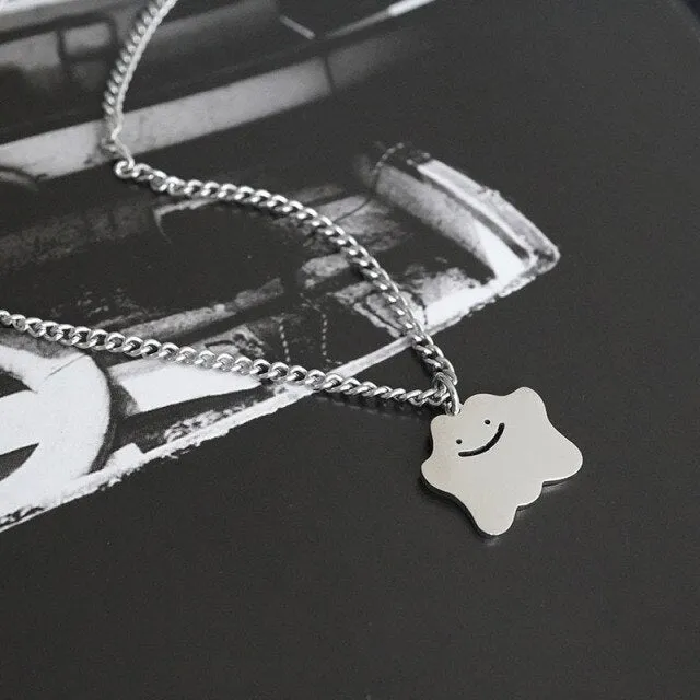 Smile Face Necklace Women Chain Figure Pendant Necklaces Girl Jewelry Silver Color Trendy Kpop Zinc Alloy Collares