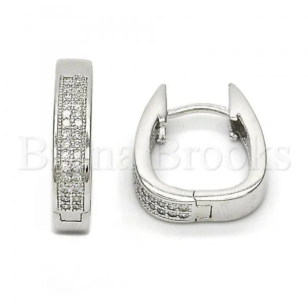 Sterling Silver 02.174.0052.15 Huggie Hoop, with White Micro Pave, Polished Finish, Rhodium Tone