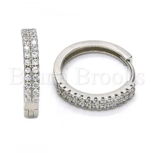 Sterling Silver 02.175.0081.20 Huggie Hoop, with White Cubic Zirconia, Polished Finish, Rhodium Tone