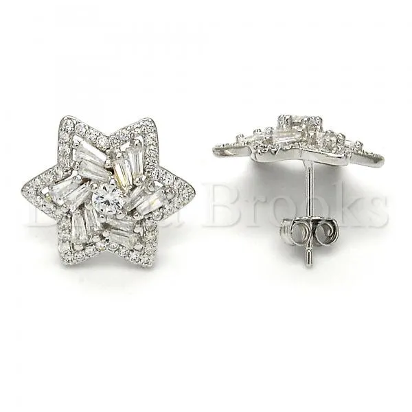 Sterling Silver 02.175.0118 Stud Earring, with White Cubic Zirconia, Polished Finish, Rhodium Tone