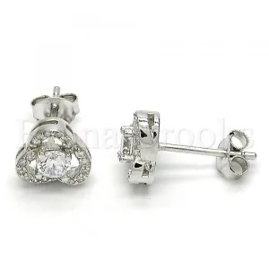 Sterling Silver 02.285.0091 Stud Earring, with White Cubic Zirconia, Polished Finish, Rhodium Tone