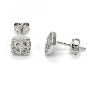 Sterling Silver 02.290.0024 Stud Earring, with White Micro Pave, Rhodium Tone