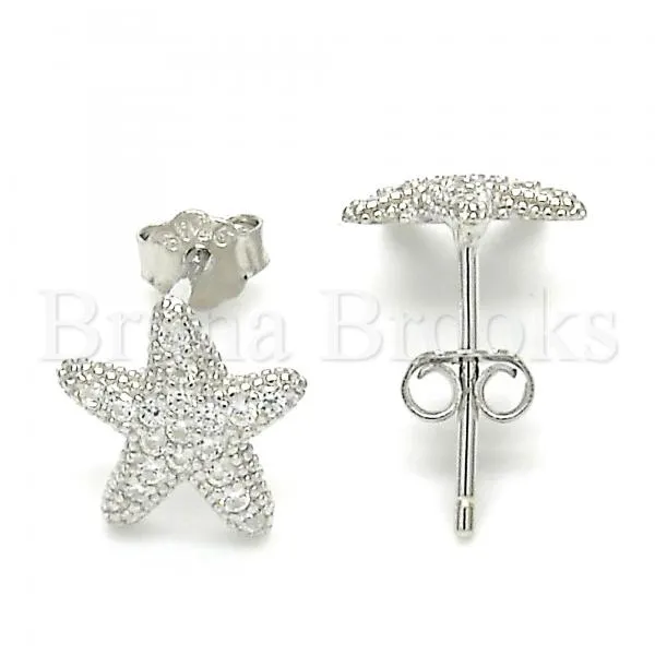 Sterling Silver 02.366.0015 Stud Earring, with White Cubic Zirconia, Polished Finish, Rhodium Tone