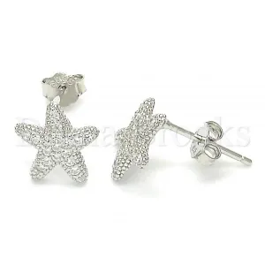 Sterling Silver 02.366.0015 Stud Earring, with White Cubic Zirconia, Polished Finish, Rhodium Tone