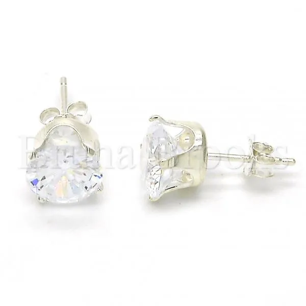 Sterling Silver 02.63.2609 Stud Earring, with White Cubic Zirconia, Polished Finish,