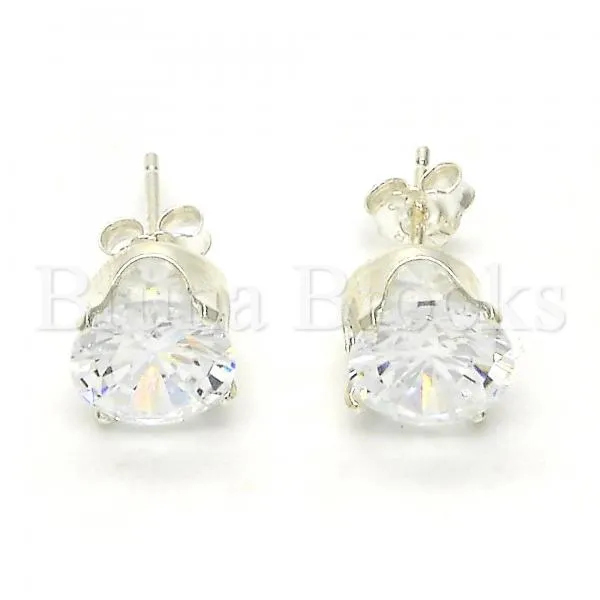 Sterling Silver 02.63.2609 Stud Earring, with White Cubic Zirconia, Polished Finish,