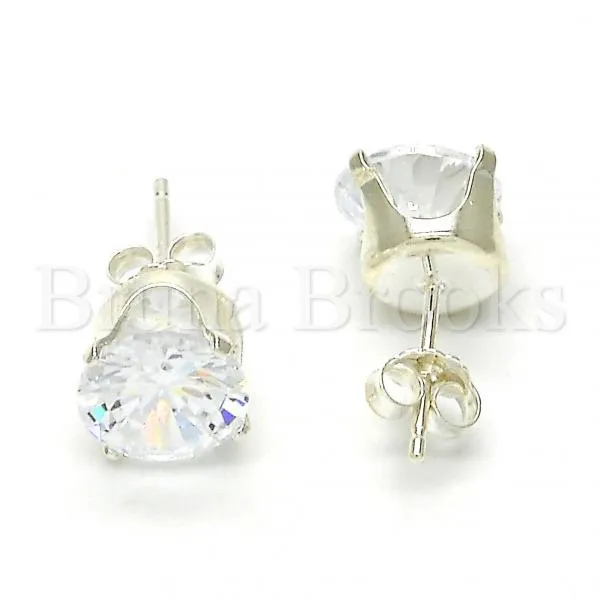 Sterling Silver 02.63.2609 Stud Earring, with White Cubic Zirconia, Polished Finish,