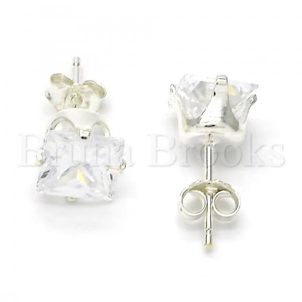 Sterling Silver 02.63.2612 Stud Earring, with White Cubic Zirconia, Polished Finish,