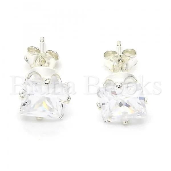 Sterling Silver 02.63.2612 Stud Earring, with White Cubic Zirconia, Polished Finish,