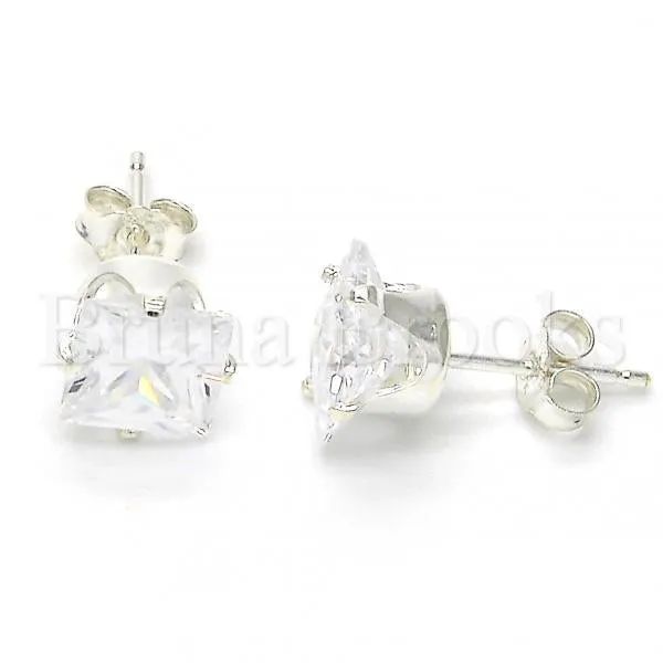 Sterling Silver 02.63.2612 Stud Earring, with White Cubic Zirconia, Polished Finish,