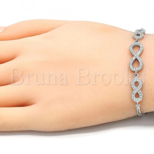 Sterling Silver 03.286.0032.07 Fancy Bracelet, Infinite Design, with White Micro Pave, Polished Finish, Rhodium Tone