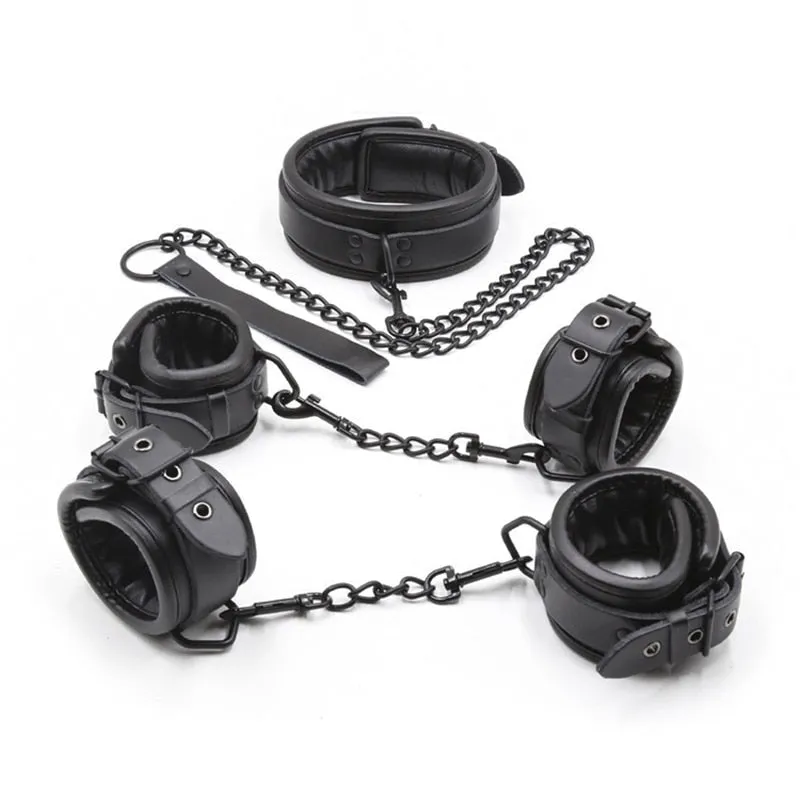 Top Grade Black Leash & Cuff Set