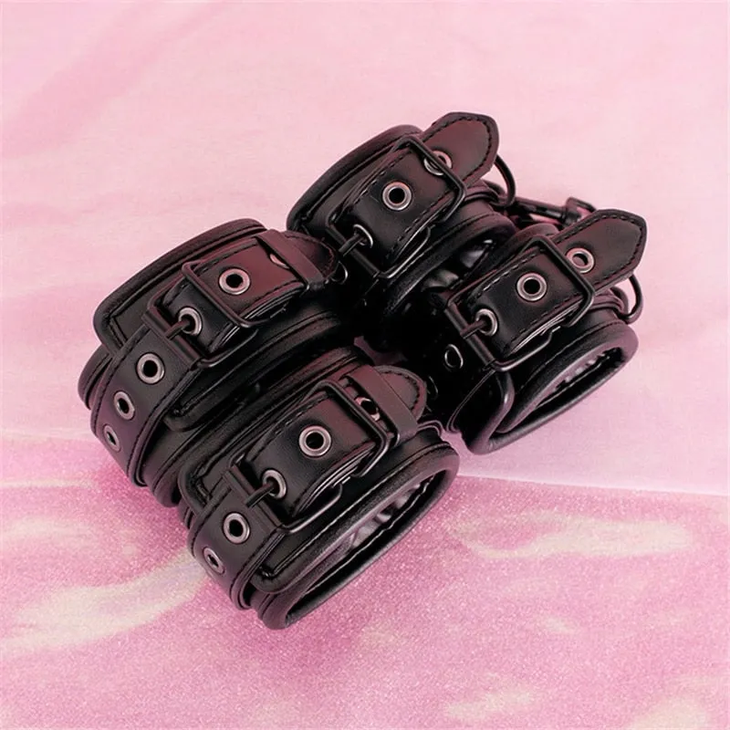 Top Grade Black Leash & Cuff Set